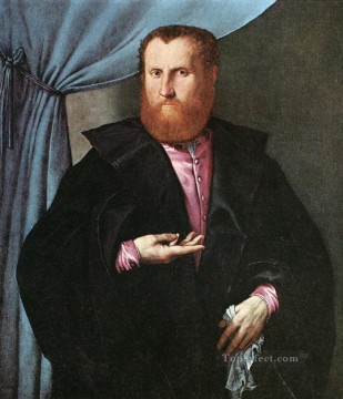 ロレンツォ・ロット Painting - 黒い絹のマントを着た男の肖像 1535年 ルネッサンス ロレンツォ・ロット